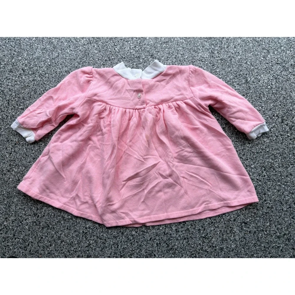 Vintage Pink Teddy Bear Graphic Long Sleeve Mock Neck Knit Dress Kids Baby